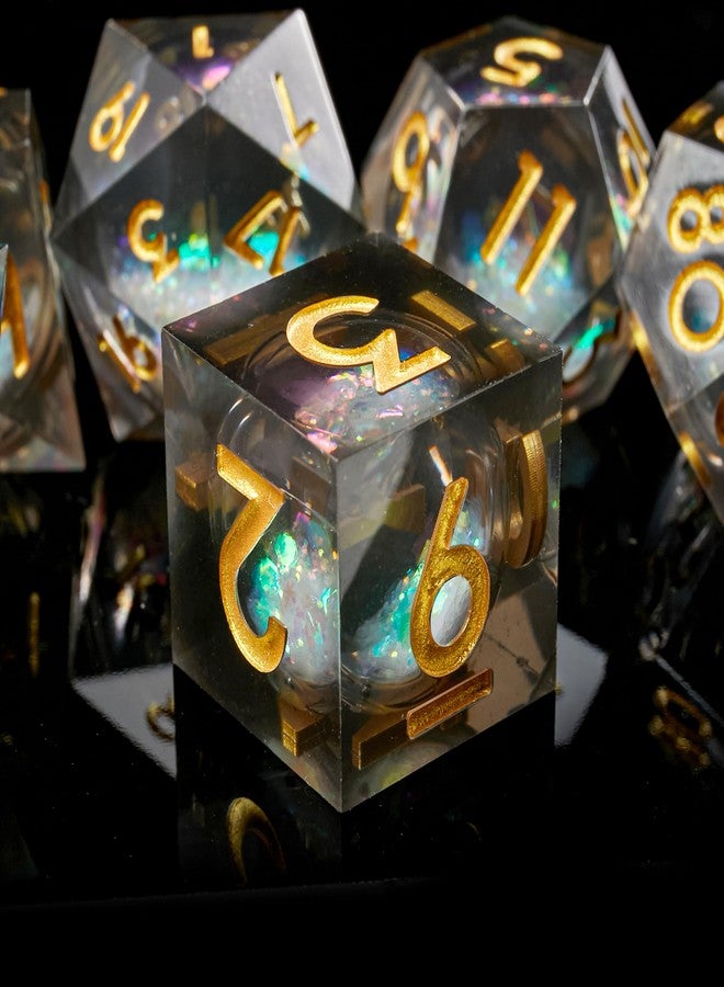 FugaCity DND Dice Set,Liquid Core Handmade Sharp Edge 7 Piece Resin Dice-Dungeons and Dragons Polyhedral Dice Set, D&D Dice Set with Gift Dice Case for RPG MTG Table Games （ - Image 3